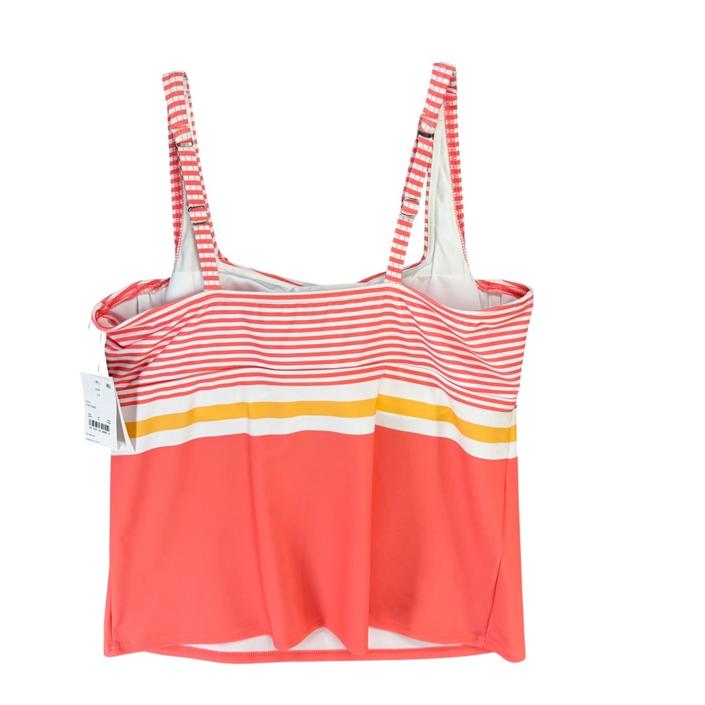 Lands End Tankini Top Womens 12 Peach Orange Pink Stripe Wired Cup Beach Swim - Picture 5 of 14